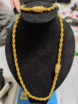 Cadena y esclava oro 18k chapado garantía