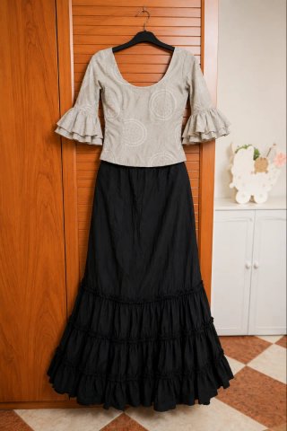 Conjunto Falda Flamenca Canastera y Corpiño