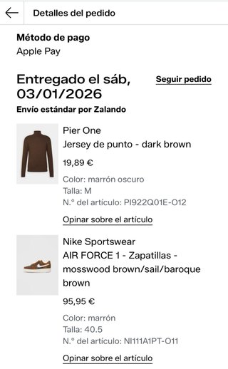 Nike Air Force 1 Marrones Talla 40,5