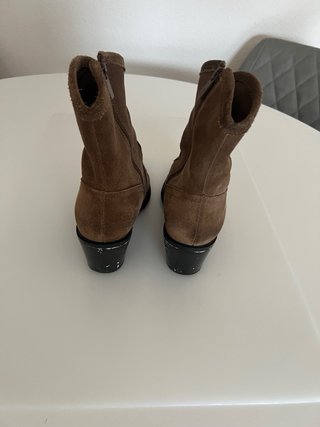 Botines Stradivarius Piel T.38 Tacón Negro