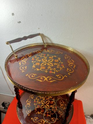 Carrello bar vintage 2 ripiani con rotelle