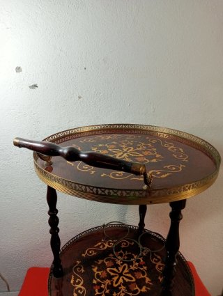 Carrello bar vintage 2 ripiani con rotelle
