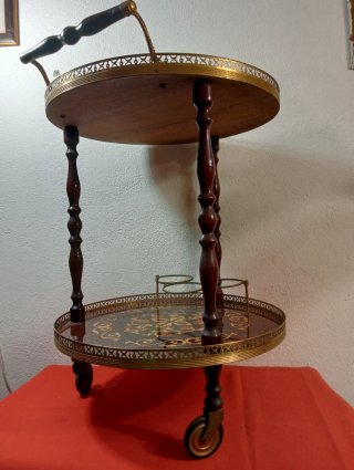 Carrello bar vintage 2 ripiani con rotelle