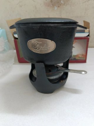 Set Fondue Hierro Fundido Madera