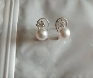 Pendientes Plata Ley Perla y Circonita