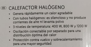 Estufa Halógena oscilante 1200W