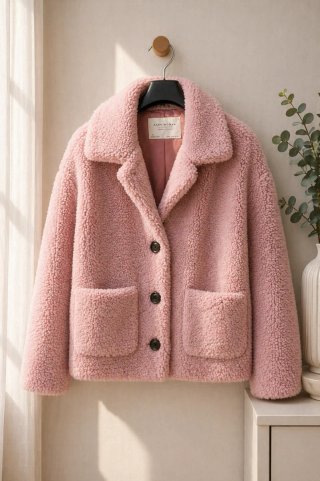 Casaco de pêlo Zara rosa tamanho M