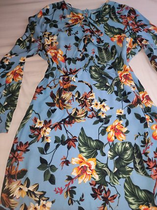 Vestido Mango azul floral tropical