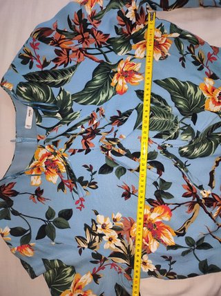 Vestido Mango azul floral tropical