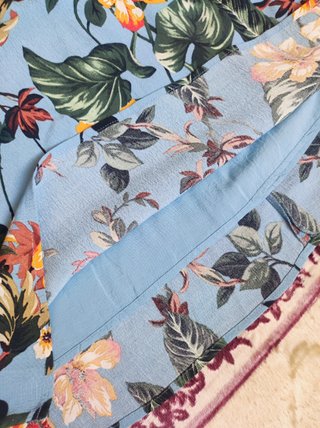Vestido Mango azul floral tropical