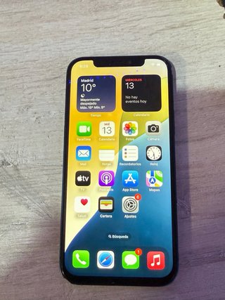 iPhone 12 con funda de cuero marrón
