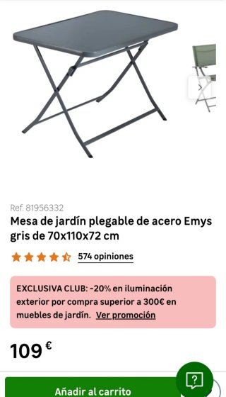 ¡¡OFERTA!! Mesa plegable Emys gris 70x110