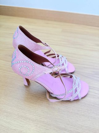 Zapatos de Baile Latino Rosa y Plateado
