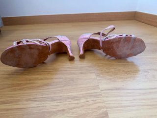 Zapatos de Baile Latino Rosa y Plateado