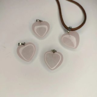 4 Colgantes Corazón Cuarzo Rosa