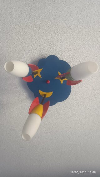 Lámpara infantil cohetes azul y multicolor