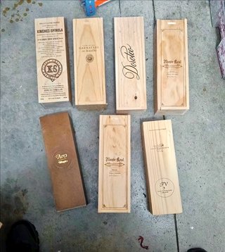 7 cajas de madera decoración vinoteca bodegas