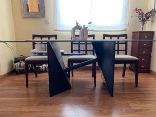 Mesa Comedor Cristal y Madera