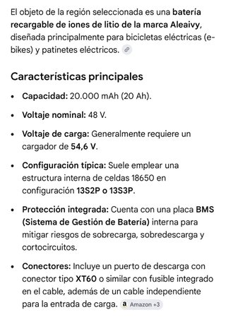 Batería 48V 20000mAh Bicicleta Eléctrica