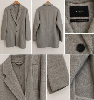 Abrigo Solapa Gris ZARA