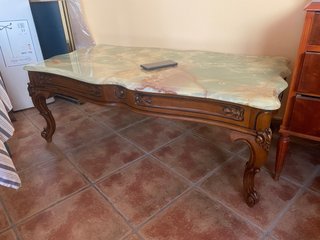Conjunto comedor antiguo de madera,6 sillas y sofa