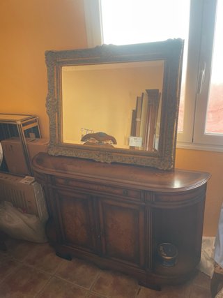 Conjunto comedor antiguo de madera,6 sillas y sofa