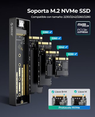 ORICO Carcasa SSD M.2 NVMe Externa USB