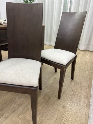 4 Sillas comedor madera wengue asiento crema