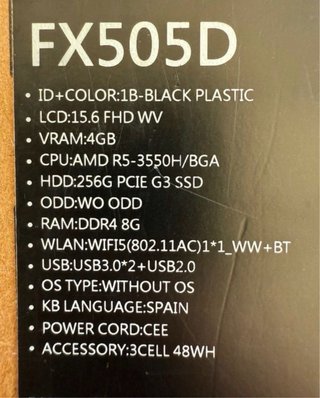Portátil ASUS TUF Gaming FX505D