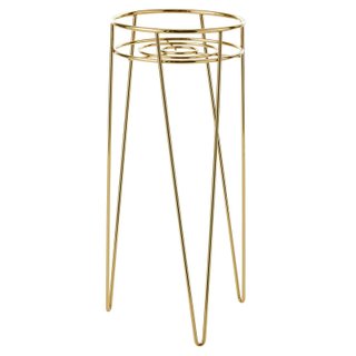Mesa auxiliar macetero industrial dorado