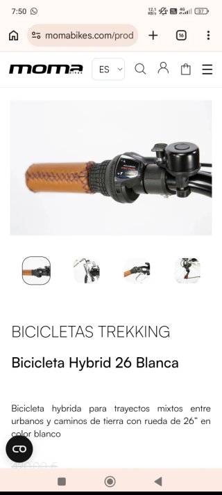 Bicicleta Moma Trekking Hybrid 26 Blanca