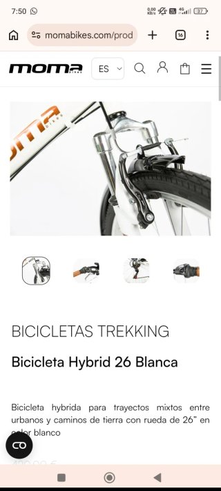 Bicicleta Moma Trekking Hybrid 26 Blanca