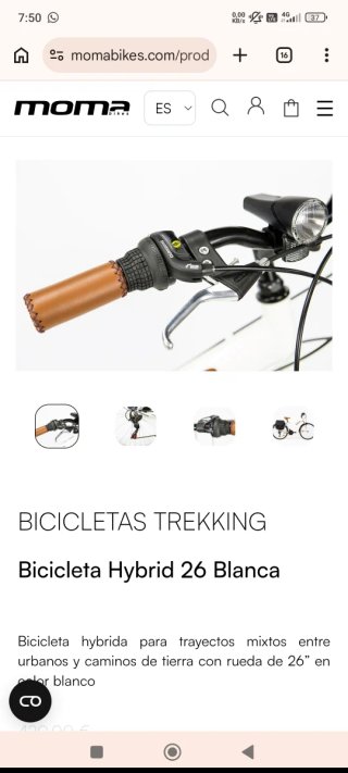 Bicicleta Moma Trekking Hybrid 26 Blanca