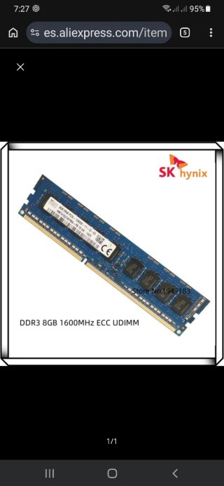 SK Hynix 8GB DDR3 PC3L 1600MHz Módulo RAM
