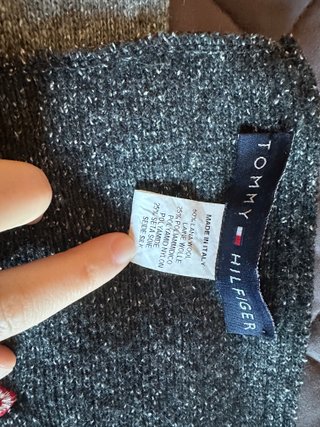 Bufanda Tommy Hilfiger Lana Gris/Negro Unisex