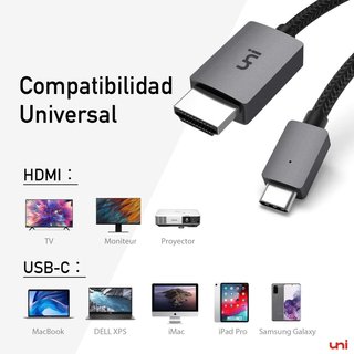 Cable uni USB C a HDMI 4K 1.8M Nylon