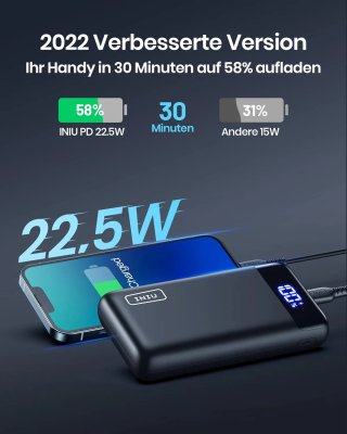 INIU Batería externa 20 W, PD3.0,20.000 mAh