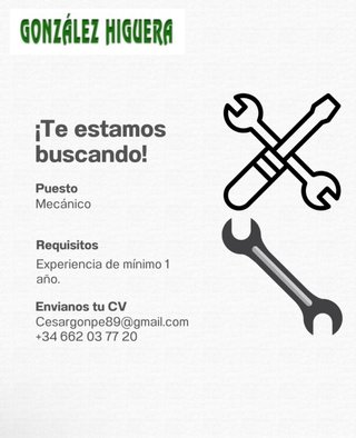 Oferta de empleo para mecánico