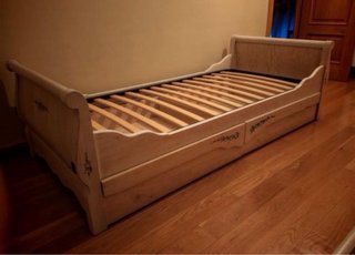 2 Camas 90x190 Madera Maciza Pintadas a Mano