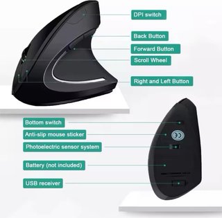 Ratón Ergonómico Inalámbrico 2.4G Negro