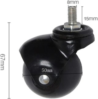 caster Ruedas De Goma De 2 Pulgadas M8 Vástago Roscado Ruedas Giratorias