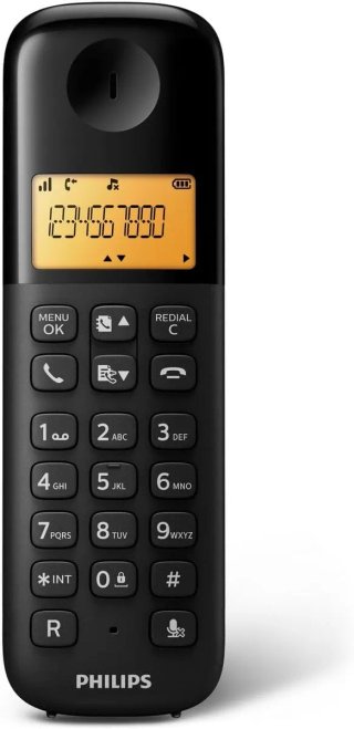 Philips D1601B - Teléfono Fijo Inalámbrico, Pantalla 4,1 cm, Retroalimentación