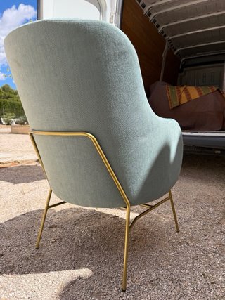 Sillón de diseño terciopelo verde y oro
