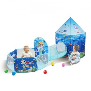 Tienda de Juego 3 en 1 para Niños con Túnel, Aro de Baloncesto para Niños, Niñas, Bebés y Niños Pequeños, Casa de Juego Plegable para Interior/Exterior con Bolsa de Transporte y Correas de Sujeció...