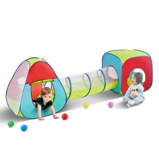 Tienda de Juego 3 en 1 para Niños con Túnel para Niños, Niñas, Bebés y Niños Pequeños, Casa de Juego Plegable para Interior/Exterior con Bolsa de Transporte y Correas de Sujeción como Regalos de C...