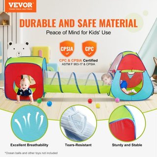 Tienda de Juego 3 en 1 para Niños con Túnel para Niños, Niñas, Bebés y Niños Pequeños, Casa de Juego Plegable para Interior/Exterior con Bolsa de Transporte y Correas de Sujeción como Regalos de C...