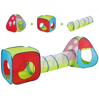 Tienda de Juego 3 en 1 para Niños con Túnel para Niños, Niñas, Bebés y Niños Pequeños, Casa de Juego Plegable para Interior/Exterior con Bolsa de Transporte y Correas de Sujeción como Regalos de C...
