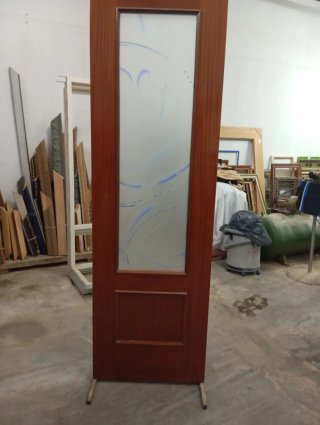 Puerta Madera Cristal Tallado 200x73 50 euros