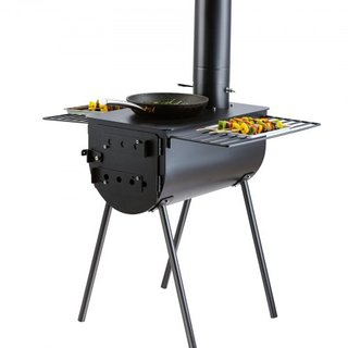 Estufa de Madera, 3 m, Estufa de Camping de Acero Aleado, Estufa Portátil de Leña con Tubos de Chimenea y Guantes, Estufa Caliente para Tienda con Cámara de 49161 cm³ para Cocinar y Calentar al Ai...