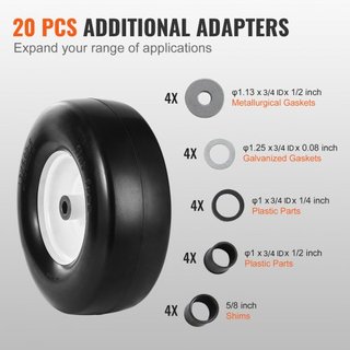 Neumáticos de Cortacésped con Llanta, Neumáticos de Tractor Tubeless 13x5-6", Conjunto de Rueda y Neumático de 2 Paquetes, Neumáticos de PU Sin Pinchazos, Hub Centrado de 3.25"-5.9", Tamaño de Buj...